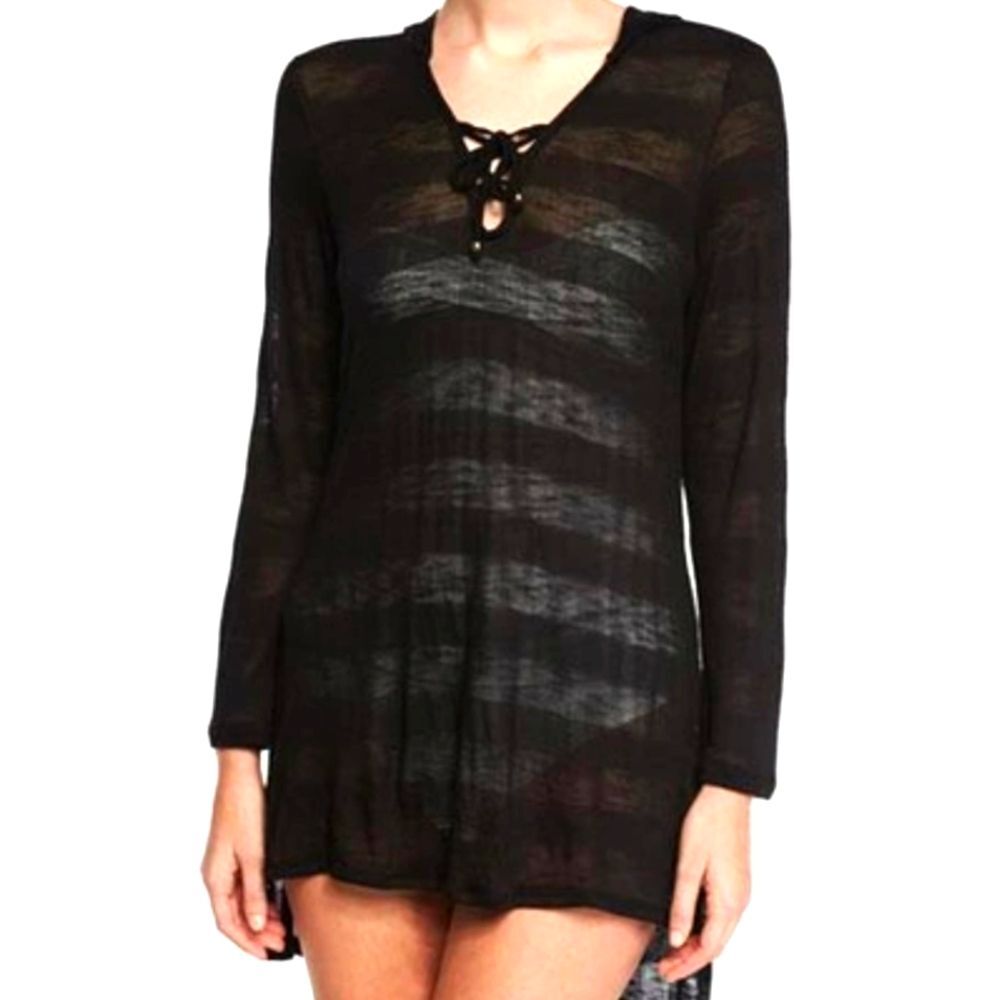 Lisa Vogel Luxe Sheer Stripes Beach Coverup Resort Wear. MED